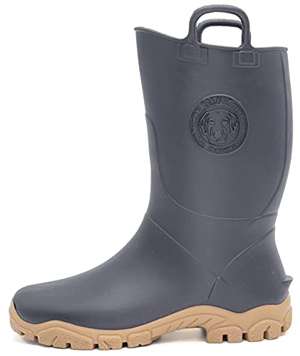 Boatilus Ducky Megol Kinder Regenstiefel, Galoschen, Gartenstiefel - 100% wasserdicht, duftender Gummi, rutschfest - Blau/Beige - Größe 30/31 von BOATILUS smelly welly