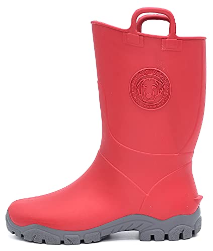Boatilus Ducky Megol Kinder Regenstiefel, Galoschen, Gartenstiefel - 100% wasserdicht, duftender Gummi, rutschfest - Rot/Grau - Größe 30/31 von BOATILUS smelly welly