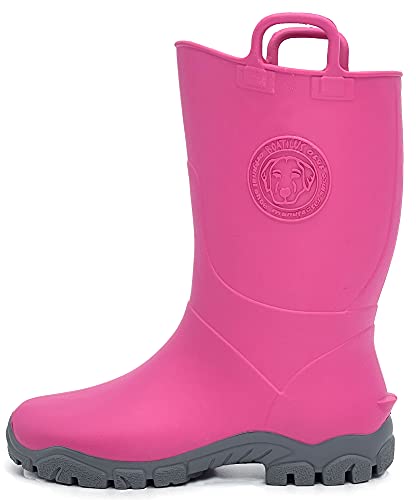 Boatilus Ducky Megol Kinder Regenstiefel, Galoschen, Gartenstiefel - 100% wasserdicht, duftender Gummi, rutschfest - fuchsia/grau - Größe 24/25 von BOATILUS smelly welly