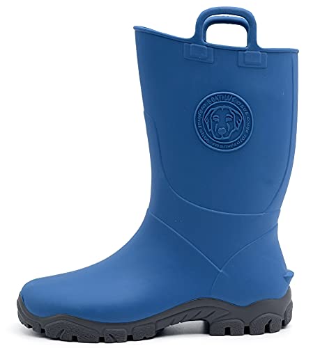 Boatilus Ducky Megol Kinder Regenstiefel, Galoschen, Gartenstiefel - 100% wasserdicht, duftender Gummi, rutschfest - kobalt/grau - Größe 26/27 von BOATILUS smelly welly