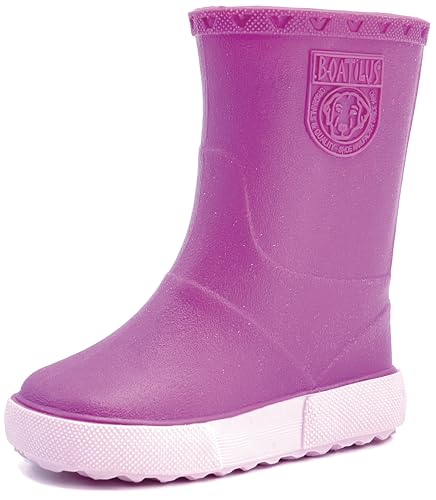 Boatilus Nautic Kinder Regenstiefel, Galoschen, Gartenstiefel - 100% wasserdicht, duftender Gummi, rutschfest - Auster Fuxia - Größe 35 von BOATILUS smelly welly