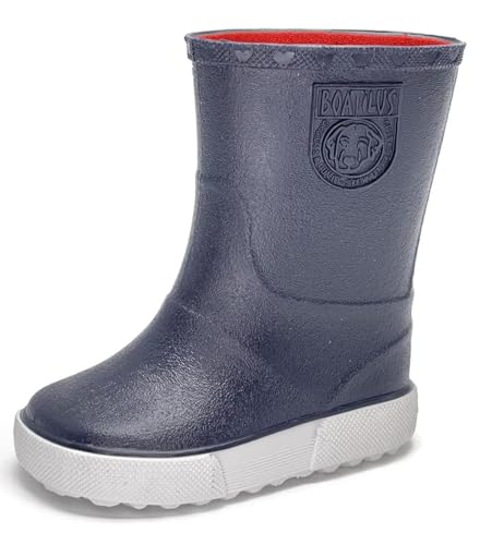 Boatilus Nautic Kinder Regenstiefel, Galoschen, Gartenstiefel - 100% wasserdicht, duftender Gummi, rutschfest - Blau - Größe 32 von BOATILUS smelly welly