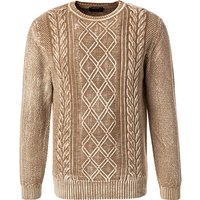 BOB Herren Pullover beige Schurwolle unifarben von BOB