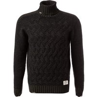 BOB Herren Rollkragenpullover blau Wolle unifarben von BOB