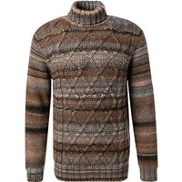 BOB Herren Rollkragenpullover braun Schurwolle gestreift von BOB