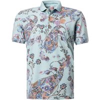 BOB Herren Polo-Shirt blau Baumwoll-Piqué gemustert von BOB