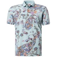 BOB Herren Polo-Shirt blau Baumwoll-Piqué gemustert von BOB