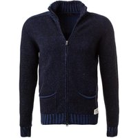 BOB Herren Cardigan blau Wolle unifarben von BOB