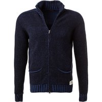 BOB Herren Cardigan blau Wolle unifarben von BOB