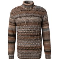 BOB Herren Rollkragenpullover braun Schurwolle Gestreift von BOB