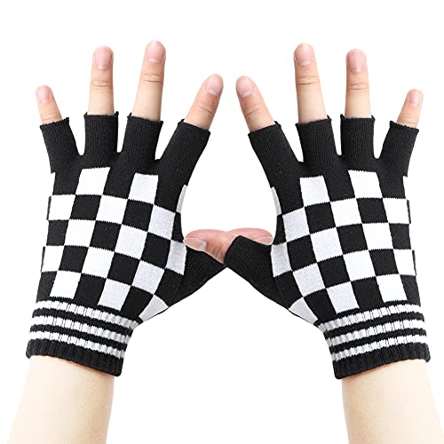 BOBIBI Unisex dehnbare, fingerlose Handwärmer, Skelett-Handschuhe, Halloween-Zubehör für Damen und Herren, Schwarz/Weiß, Einheitsgröße von BOBIBI