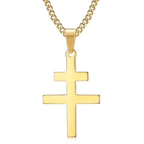 BOBIJOO JEWELRY - Anhänger, Halskette, Kreuz von Lothringen Patriarchalischen d ' Anjou im Französischen Widerstand Stahl-Gold Vergoldet Plattiert mit von BOBIJOO JEWELRY