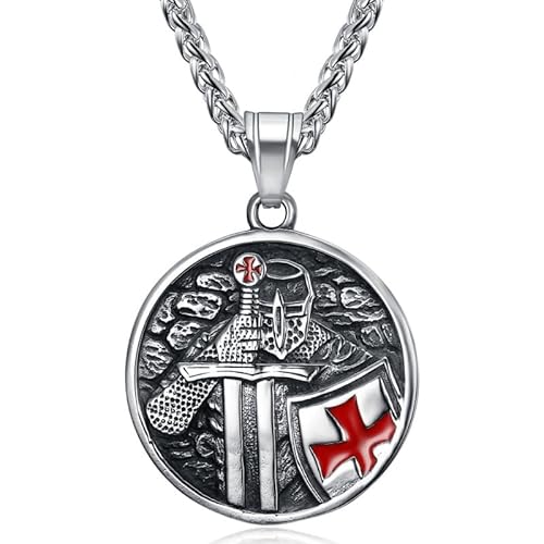 BOBIJOO JEWELRY - Anhänger Halskette Medaille Templer Ritter Krieger Kette Edelstahl von BOBIJOO JEWELRY