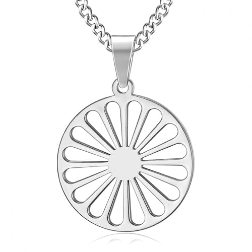 BOBIJOO JEWELRY - Pendentif Collier Roue Chakra Drapeau Gitan Tsigane Manouche Voyageur Acier 316L Argenté Chaîne von BOBIJOO JEWELRY