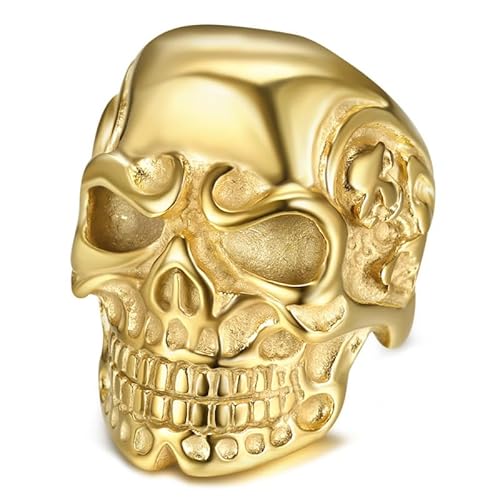 BOBIJOO JEWELRY - Bague Chevalière Homme Biker Tête de Mort Plaqué Doré Squelettes Acier 316L Or - 21,6 (12 US) von BOBIJOO JEWELRY