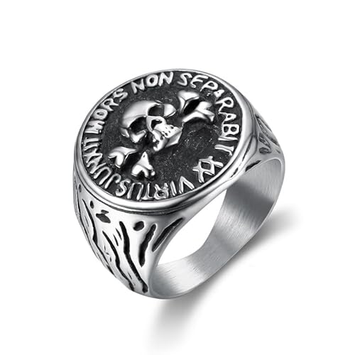 BOBIJOO JEWELRY - Bague Chevalière Homme Loge Acier FM Crâne Virtus Junxit Mors Non Separabit - 21,6 (12 US) von BOBIJOO JEWELRY