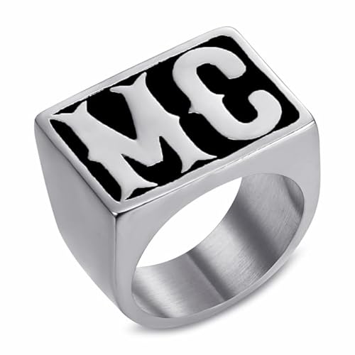 BOBIJOO JEWELRY - Bague Chevalière Homme MC Biker Motorcycle Club Rectangulaire Acier Inoxydable - 19,1 (9 US) von BOBIJOO JEWELRY