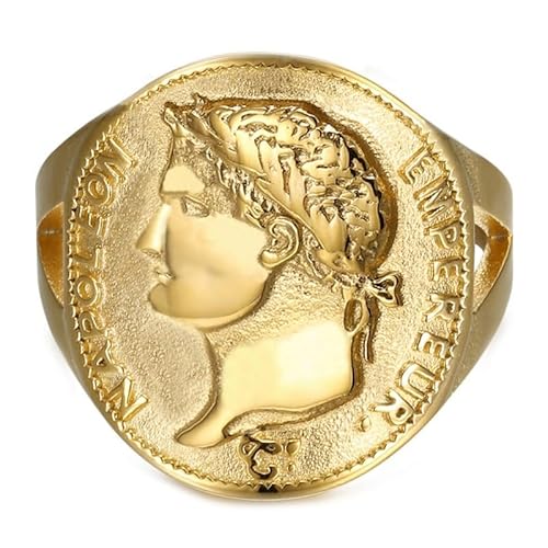 BOBIJOO JEWELRY - Bague Chevalière Napoléon 1er Pièce cintrée Homme Femme Acier inoxydable Or Doré Plaqué - 21,6 (12 US) von BOBIJOO JEWELRY