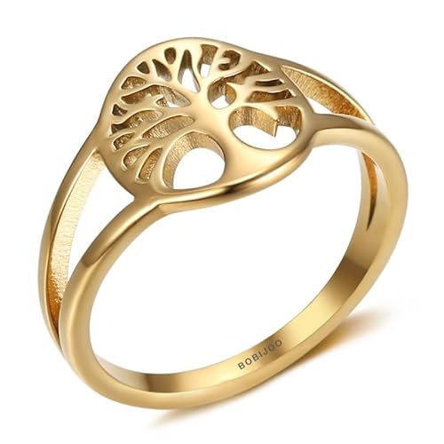 BOBIJOO JEWELRY - Bague Femme Arbre de Vie Discret Acier inoxydable Doré Or - 18,5 (8 US) von BOBIJOO JEWELRY