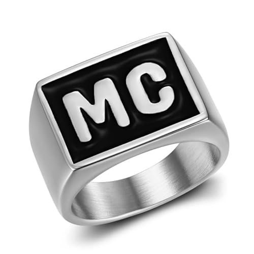 BOBIJOO JEWELRY - Bague MC MotorClub BikerChevalière Homme discret 18x14mm Acier inoxydable Noir - 21 (11 US) von BOBIJOO JEWELRY