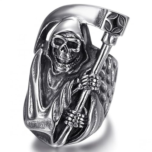 BOBIJOO JEWELRY - Bague faucheuse 41mm Homme Grosse chevalière Biker Gothique Tête de Mort Acier inoxydable - 19,1 (9 US) von BOBIJOO JEWELRY