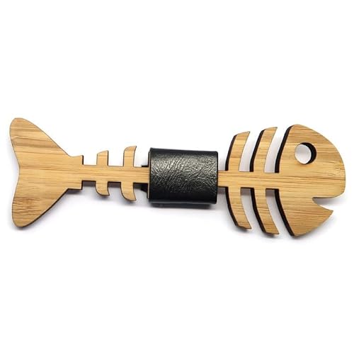 BOBIJOO JEWELRY - Bow-Tie Mann Fischer Fishbone natürlichen Bambusholz handgefertigt aus Leder von BOBIJOO JEWELRY
