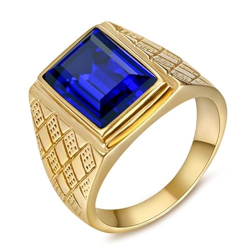 BOBIJOO JEWELRY - Chevalière Bague Homme Pierre Bleue Violet Tanzanite Acier Or Doré Plaqué - 21,6 (12 US) von BOBIJOO JEWELRY