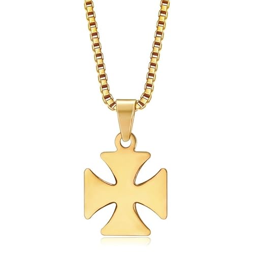 BOBIJOO JEWELRY - Discret Pendentif Doré 17mm Croix Pattée Templier Chevalier Acier Or Plaqué Chaîne Doré von BOBIJOO JEWELRY