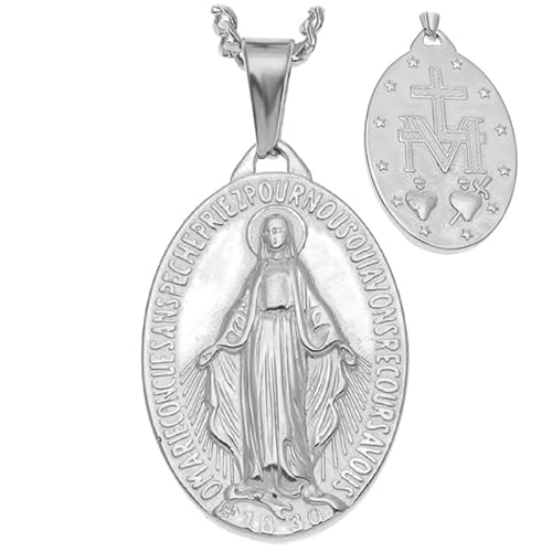 BOBIJOO JEWELRY - Großer Anhänger 4cm Mann Medaillon mit der Wundertätigen Madonna Maria Stahl Silber Kette BOBIJOO JEWELRY - Großer Anhänger 4cm Mann Medaillon mit der Wundertätigen Madonna Maria Stahl Silber Kette von BOBIJOO JEWELRY