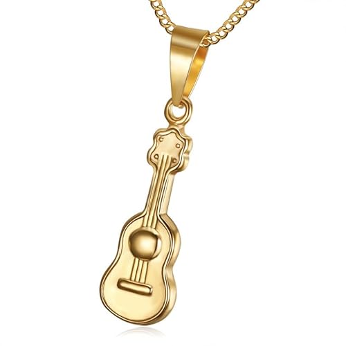BOBIJOO JEWELRY - Klein, Unauffällig-Anhänger, Gitarre, Mann, Frau, Kind Stahl Vergoldet Gold-Halskette Kette von BOBIJOO JEWELRY