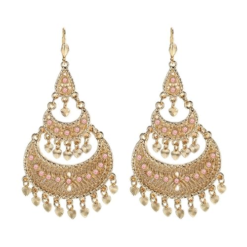 BOBIJOO JEWELRY - Modèle Flamenco Boucles d'oreilles Gitane Savoyardes Longues Pendantes Femme Plaqué Doré Or - (farbe) Rosa von BOBIJOO JEWELRY
