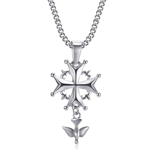 BOBIJOO JEWELRY - Pendentif Collier Femme Enfant Croix Huguenote Protestant Acier 316L Argenté Chaîne von BOBIJOO JEWELRY