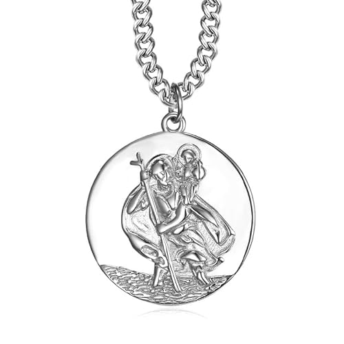 BOBIJOO JEWELRY - Pendentif Collier Homme Saint Christophe Patron des Voyageurs 25mm Chaîne 55cm Argenté von BOBIJOO JEWELRY