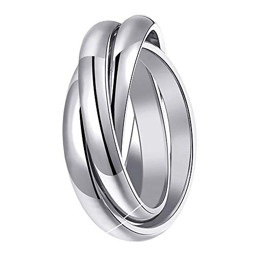 BOBIJOO JEWELRY - Ring Frau Mann 3 ineinander verschlungene Ringe 316L Edelstahl Silber Hochzeitsallianz - 18,5 (8 US), Edelstahl 316 von BOBIJOO JEWELRY