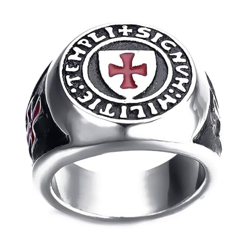 BOBIJOO JEWELRY - Ring Siegelring Orden der Armen Soldaten Christi Templar Templi Signum Militi - 17,8 (7 US), Edelstahl 316 von BOBIJOO JEWELRY