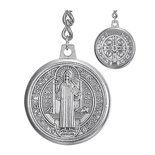 BOBIJOO JEWELRY - Schlüsselanhänger Metall gold Medaille Kreuz St. Benedikt von Nursia Schutz Vintage von BOBIJOO JEWELRY