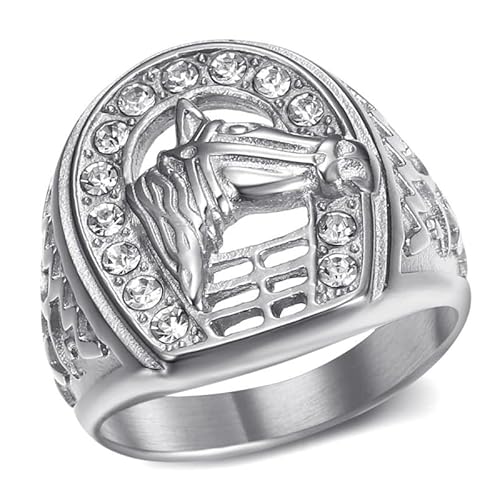 BOBIJOO JEWELRY - Bague fer à Cheval Tête Chevalière Elvis Camargue Gitan Acier inoxydable Argenté - 22,6 (13 US) von BOBIJOO JEWELRY