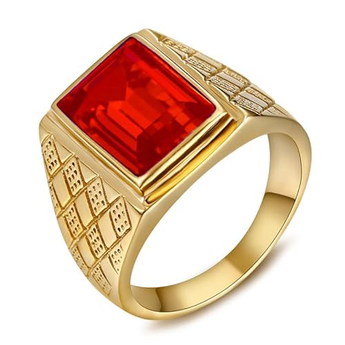 BOBIJOO JEWELRY - Siegelring Ring Mann, Der Rote Stein Gefälschte Rubin-Royal Cardinal Vintage Stahl Gold - 21,6 (12 US), Vergoldet - Edelstahl 316 von BOBIJOO JEWELRY