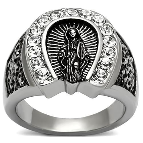 BOBIJOO JEWELRY - Siegelring Ring herren damen Fer-à-Cheval Camargue Zigeuner Strass Jungfrau Ste Rita - 21 (11 US), Edelstahl 316 von BOBIJOO JEWELRY