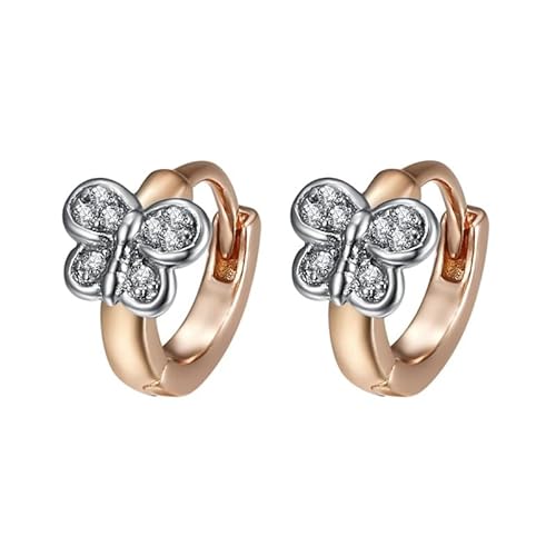 BOBIJOO JEWELRY - petite paire de Boucles Oreilles Papillon Enfant Bébé Fille Rose Or Argent Créoles Faux diamants von BOBIJOO JEWELRY