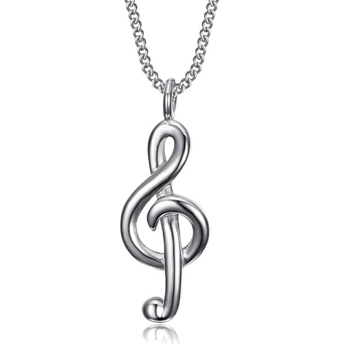 BOBIJOO JEWELRY - Collier Pendentif clé de sol Homme Femme Acier Inoxydable Argenté Musicien von BOBIJOO JEWELRY