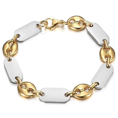 BOBIJOO Jewelry - Baptiste Kaffeebohnen-Armband, zweifarbig, Silber und Gold – Edelstahl – elegant und robust – erhältlich in 7, 9 oder 11 mm – Länge 21 cm BOBIJOO Jewelry - Baptiste Kaffeebohnen-Armband, zweifarbig, Silber und Gold – Edelstahl – elegant und robust – erhältlich in 7, 9 oder 11 mm – Länge 21 cm von BOBIJOO JEWELRY