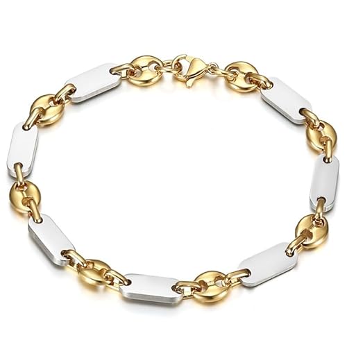BOBIJOO Jewelry - Baptiste Kaffeebohnen-Armband, zweifarbig, Silber und Gold – Edelstahl – elegant und robust – erhältlich in 7, 9 oder 11 mm – Länge 21 cm BOBIJOO Jewelry - Baptiste Kaffeebohnen-Armband, zweifarbig, Silber und Gold – Edelstahl – elegant und robust – erhältlich in 7, 9 oder 11 mm – Länge 21 cm von BOBIJOO JEWELRY