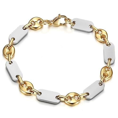 BOBIJOO Jewelry - Baptiste Kaffeebohnen-Armband, zweifarbig, Silber und Gold – Edelstahl – elegant und robust – erhältlich in 7, 9 oder 11 mm – Länge 21 cm BOBIJOO Jewelry - Baptiste Kaffeebohnen-Armband, zweifarbig, Silber und Gold – Edelstahl – elegant und robust – erhältlich in 7, 9 oder 11 mm – Länge 21 cm von BOBIJOO JEWELRY