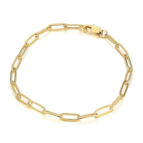 BOBIJOO Jewelry - Gliederarmband Posaune Pferd 4 mm Edelstahl vergoldet Länge wählbar Herren Damen, 18 cm, Edelstahl von BOBIJOO JEWELRY
