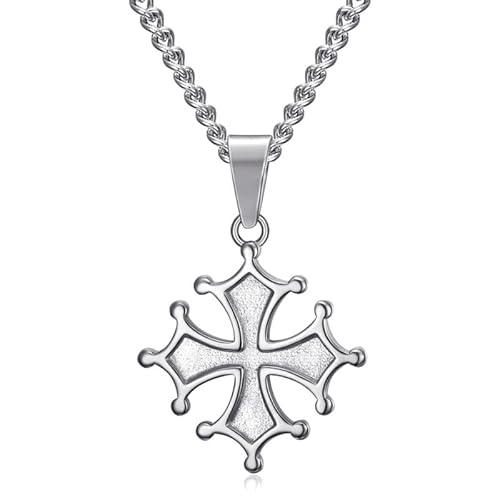 BOBIJOO JEWELRY - Pendentif Collier Femme Croix Occitane Cathare Toulouse Languedoc Acier inoxydable 316l Argenté von BOBIJOO JEWELRY