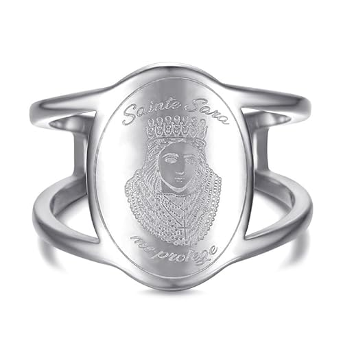 BOBIJOO Jewelry - Damenring Heilige Sara, Edelstahl, Silber, Gravur "Heilige Sara", schützt mich – spiritueller und schützender BOBIJOO Jewelry - Damenring Heilige Sara, Edelstahl, Silber, Gravur "Heilige Sara", schützt mich – spiritueller und schützender von BOBIJOO JEWELRY