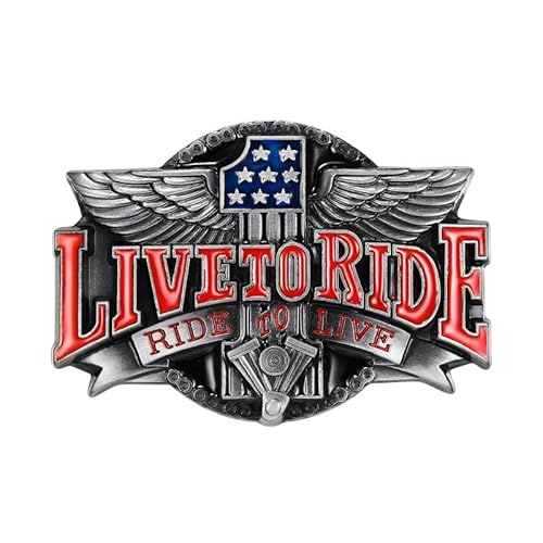 BOBIJOO Jewelry - Gürtelschnalle mit der Amerikanischen Flagge Live to Ride-USA Bronze Dornschließe Metall-Biker Gürtel BOBIJOO Jewelry - Gürtelschnalle mit der Amerikanischen Flagge Live to Ride-USA Bronze Dornschließe Metall-Biker Gürtel von BOBIJOO JEWELRY