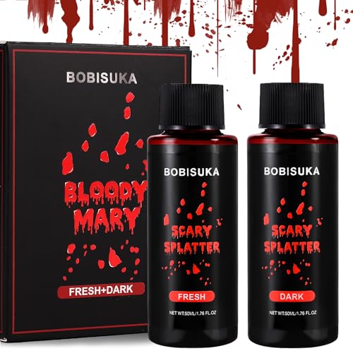 BOBISUKA Halloween Kunstblut 2er Set - Fake Blood Realistisch Abwaschbar Sicher für Karneval, Film, Theater, Unfug, Simulierte Wunden (Dunkelrot+Scharlachrot) von BOBISUKA