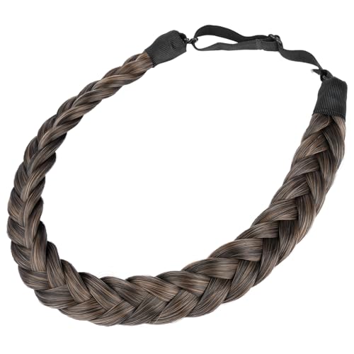 BOBIYA 2 strands synthetisches haar flicht stirnband klassischer chunky geflochtene zöpfe elastic stretch toupet für frauen-mädchen-schönheits-zusatz, 54g (dark brown) von BOBIYA